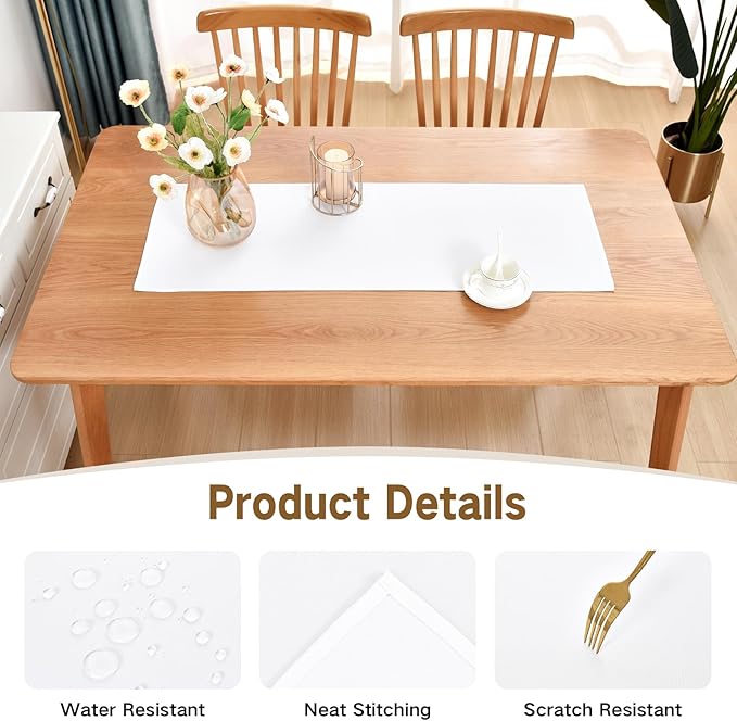 Farmhouse Rustic Table Runner White Faux Linen Table Runners Water Resistant Short Table Runner 36 inches for Living Room Dresser Bedroom Kitchen Dining Party 13x36 Inch