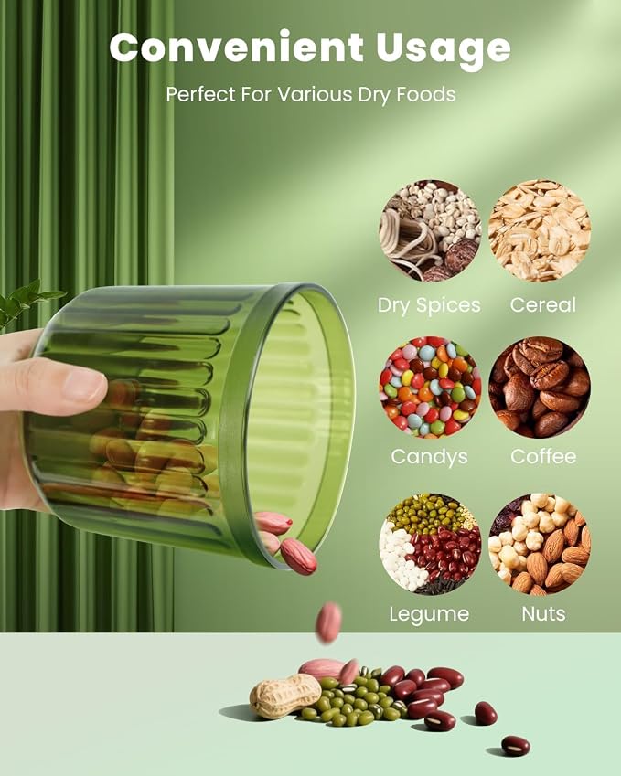 Airtight Coffee Canister, Leakproof Coffee Storage Container, Food-Grade BPA-Free Canister for Nuts, Candies, Snacks, Coffee Beans, Stackable 6 Pack (10oz×2, 17oz×2, 24oz×2)