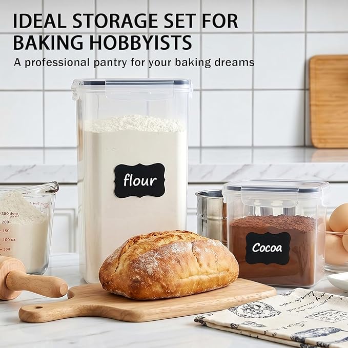 36 PCS Airtight Food Storage Containers with Lids, BPA Free Clear Plastic Kitchen and Pantry Organization and Storage Set for Flour, Sugar, Cereal, Pasta, Includes 36 Labels and Marker