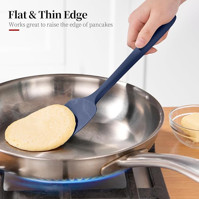 Silicone Spoon Spatulas Set, 600ºF Heat-Resistant BPA-Free Non-Stick Rubber Spoonulas Kitchen Baking Cooking Spoons Versatile for Scooping, Mixing, Stirring, Serving (Set of 3, Multi-4)