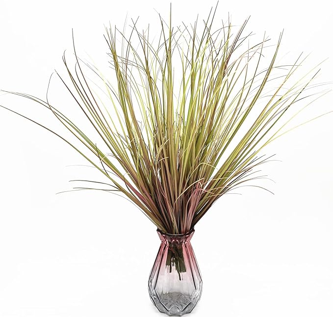 CATTREE Fake Wheat Grass Shrubs Artificial Plants, Faux Greenery Plastic Leaves Bushes for Indoor Farmhouse Garden Wedding Party DIY Decorations Office UV Resistant Planter Filler - Purple 8 Bundles