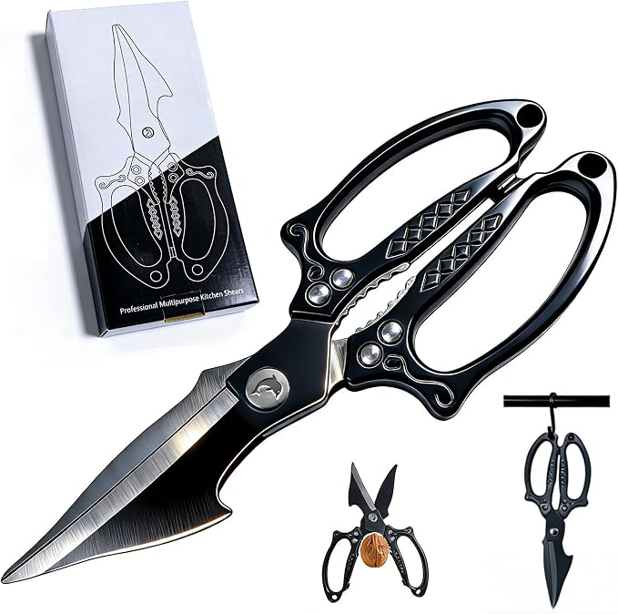 Titanium Kitchen Shears Heavy Duty Stainless Steel Multipurpose Scissors for Chicken, Meat, Poultry & Seafood, Premium Sharp Kitchen Food Scissors