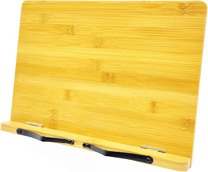Extra Large Book Stand 19.68" x 14.0" Bamboo Adjustable Heavy-Duty Book Holder for Thick Textbooks,Cookbook Holders Stands for Kitchen Counter,Cookbook Stand, Desktop Bookstand for Law School