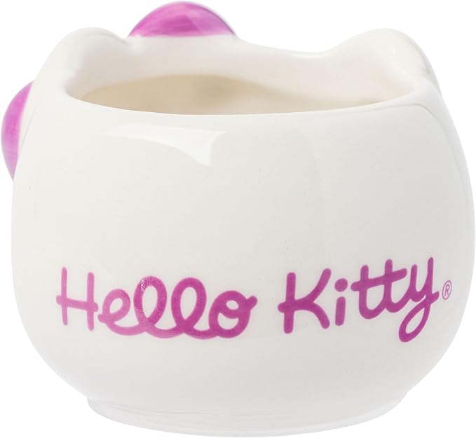 Silver Buffalo Sanrio Hello Kitty Different Color Bows 4 Pack Ceramic 3D Sculpted Mini Cup Set, Perfect as a Sugar, Cream, or Milk Set, 3.5 Ounces