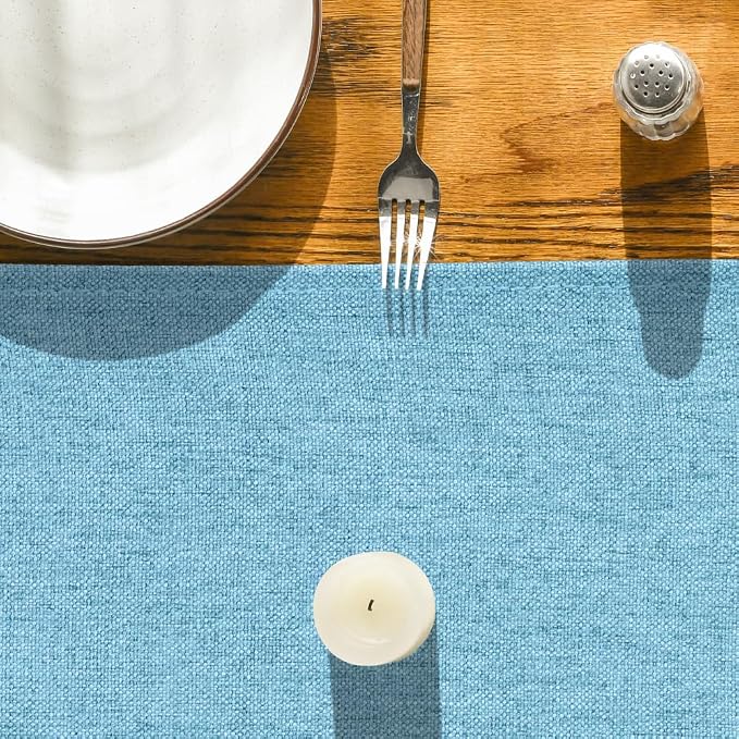 Artoid Mode Light Blue Table Runner, Seasonal Summer Washable Kitchen Dining Table Decoration for Home Party Decor 13x72 Inch