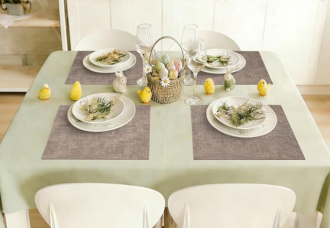 homing Faux Leather Heat Resistant Placemats 6 Packs, Waterproof Wipeable Dining PU Place Mats for Indoor & Outdoor, Easy to Clean, Camel