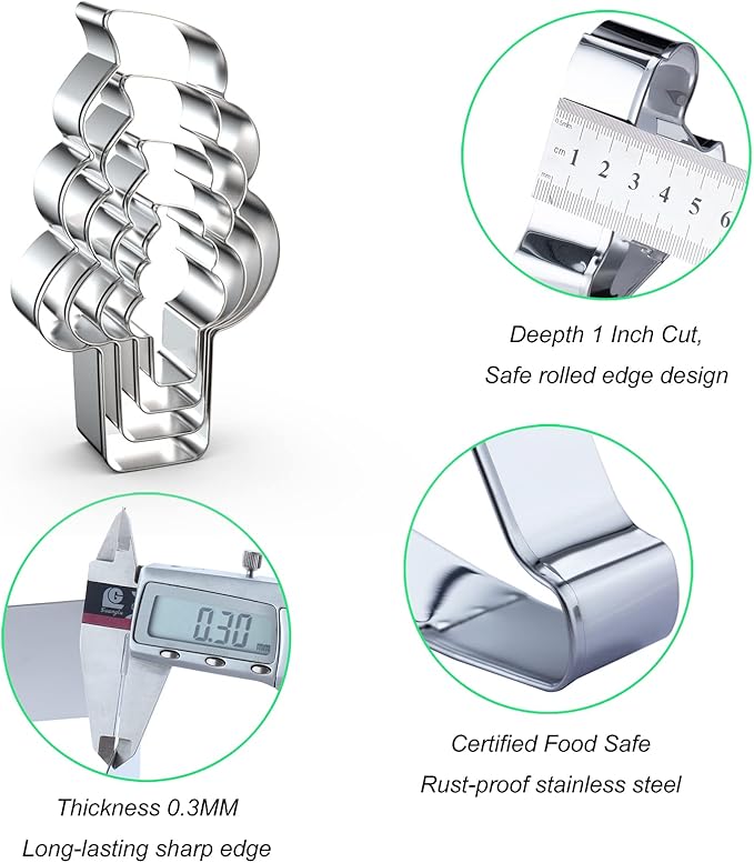 Soft Serve Ice Cream Cone Cookie Cutter Set for Summer - 5", 4", 3", 2" - 4 Piece - Stainless Steel
