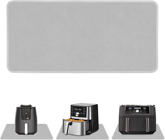 Heat Resistant Mat for Air Fryer, 15 x 35in Heat Resistant Mat for Countertop, Fireproof Silicone Countertop Protector Appliance Slider Hot pod for Air Fryer, Coffee Maker, Toaster, Oven (Grey)