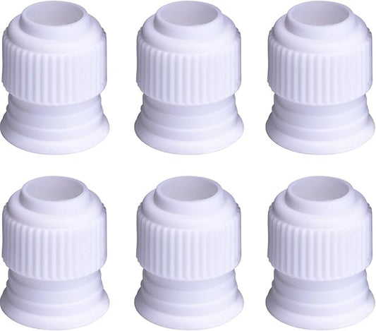 Shappy 6 Pieces Plastic Standard Couplers for Piping Bags Cake Decorating Pipe Tip White Coupler for Icing Nozzles, 1.2 x 1 Inch