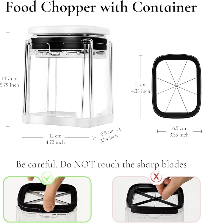 2-in-1 French Fry Cutter Potato Slicer with Container Manual Vegetable Chopper with 2 Blades Potato Cutter for Fries Apple Slicer