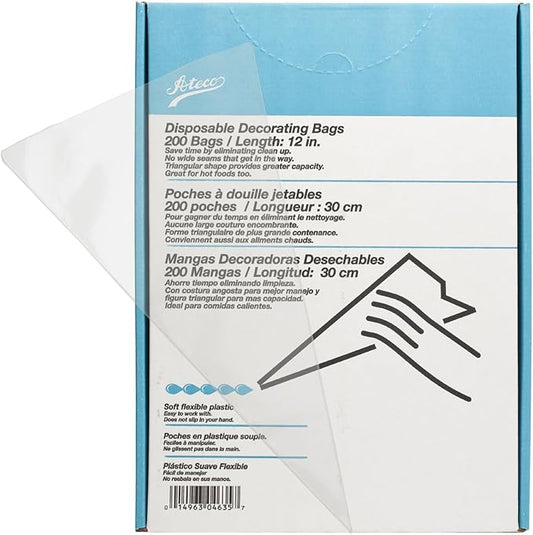 Ateco Soft Disposable Decorating Bags, 12-Inch, Pack of 200, Made in USA