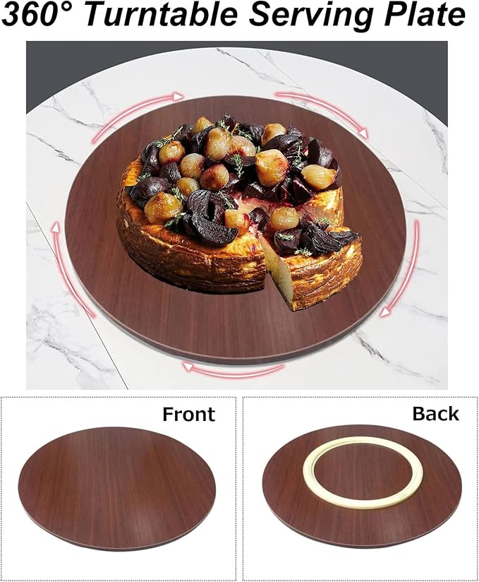 Large Wooden Turntable 360° Rotating Lazy Susan Round 50cm-100cm, Sturdy And Smooth Running, Round Rotating Serving Plate/Swivel Tray, For Passing Things Around The Dinner Table (Color : White-B, Si