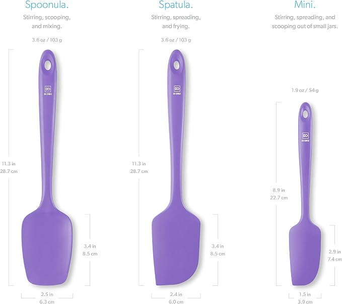 DI ORO Silicone Spatula Set - Rubber Kitchen Spatulas for Baking, Cooking, & Mixing - 600°F Heat-Resistant & BPA Free Silicone Scraper Spatulas for Nonstick Cookware - Dishwasher Safe (3pc, Lavender)
