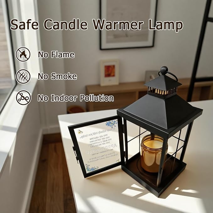 Candle Warmer Lamp with Timer,Lantern Warmer Compatible with 3 Wick Candles,Vintage Dimmable Lamp Candle Warmer Lantern with Glass Motivational Quote Desk Sign Decor Home Office Desk Decor