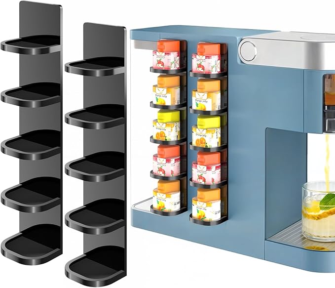 NiHome 2PCS Black Acrylic Pod Holders Compatible with Ninja Thirsti Drops, Durable Thick Acrylic Wall or Machine Mounted Storage Racks with Nano Adhesive, Space-Saving Design Easy Flavor Organization
