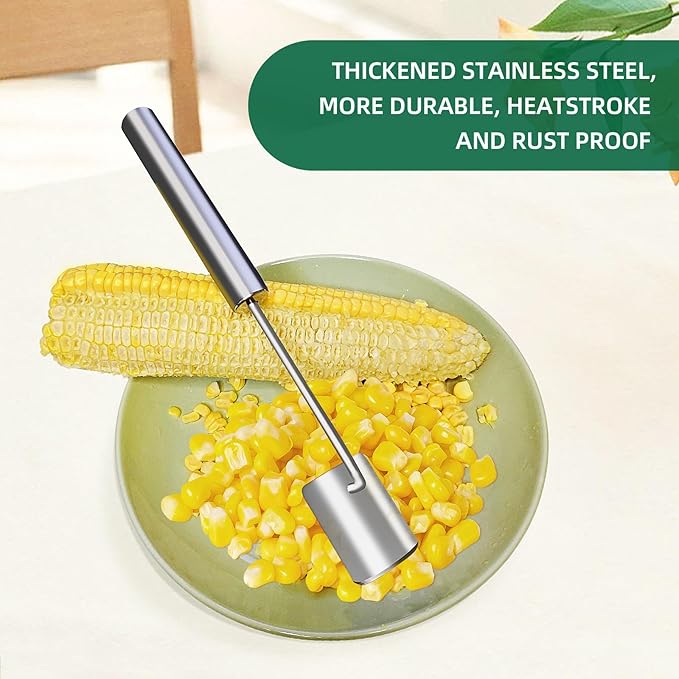 Corn Peeler,New Long Handle Stainless Steel Corn Stripper Tool, Corn on the Cob Remover, Corn Peeling Tool,Corn Cutter to Cut Corn off the Cob,Suitable for Kitchen and Outdoor Dining (2 Pcs)