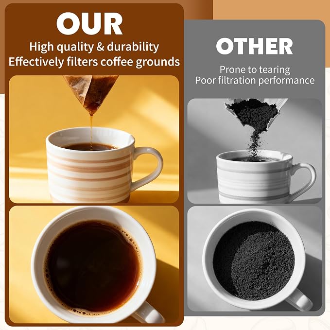 200 Count Coffee Filters, Coffee Filters #1 Disposable, Paper Filter for Pour Over and Drip Coffee Maker, Suitable for Home Coffee Shop (White, 1-2 Cup)
