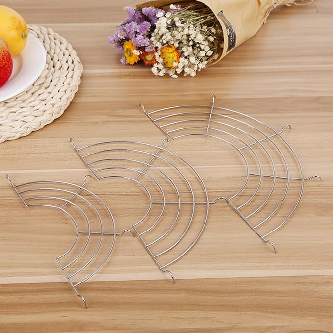 1PC Stainless Steel Oil Drain Frying Rack Semi-Circular Oil Drain Rack Fritters Filter Oil Net Home Baking Cooking Oil Drip Filter(28CM) Stainless Steel Cooling Racks