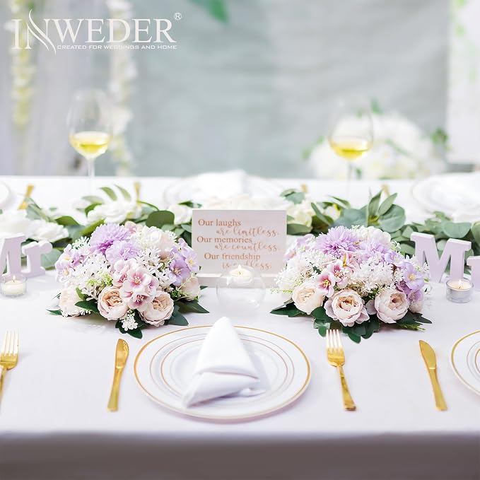 Flower Balls Centerpieces for Tables: 4 PCS Purple Flowers for Centerpieces Floral Arrangements Centerpiece for Wedding Party Celebration Home