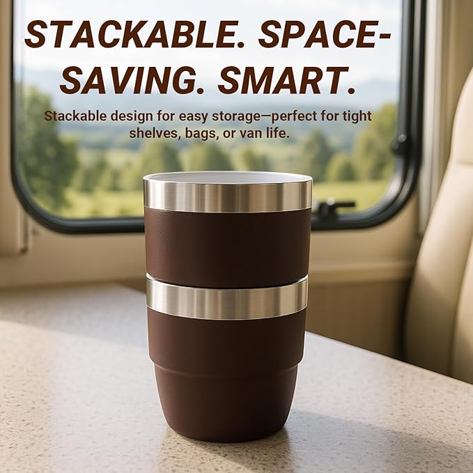 4 oz Small Espresso Cup, Ceramic-Lined 18/8 Stainless Steel, Double-Wall Vacuum Insulated, Stackable, Dishwasher Safe, Fits Most Espresso Machines, for Espresso Shots (Navy, 2 Pack)