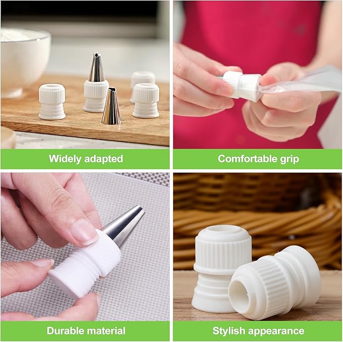 12 Pcs Couplers for Piping Bags, Standard Cake Decorating Icing Couplers, Plastic Coupler Tip Set for Frosting Nozzles, Piping Bag Clips, 1.2 x 1 Inch