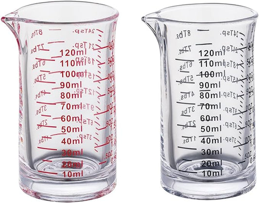 Ackers 4 Oz Glass Measuring Cup,Borosilicate Shot Glass with V-Shaped Spout(Pack of 2)