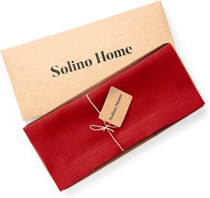 Solino Home 100% Pure Linen Red Table Runner 72 Inches - 14 x 72 Inch for Dining, Sideboard, Entry Tables - Sonoma, 4th of July