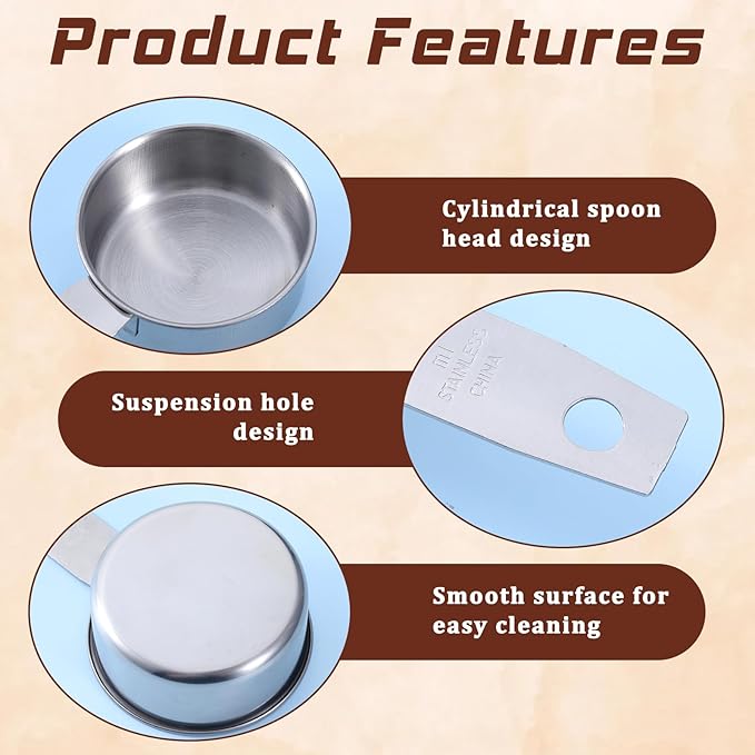 2 Pcs 1/4 Cup Stainless Steel Measuring Cup, 60 ml 2 oz Stainless Steel Measuring Cups Metal Coffee Scoop Cat Food Scoops for Wet and Dry Ingredients Cooking Baking Kitchen, Dishwasher Safe