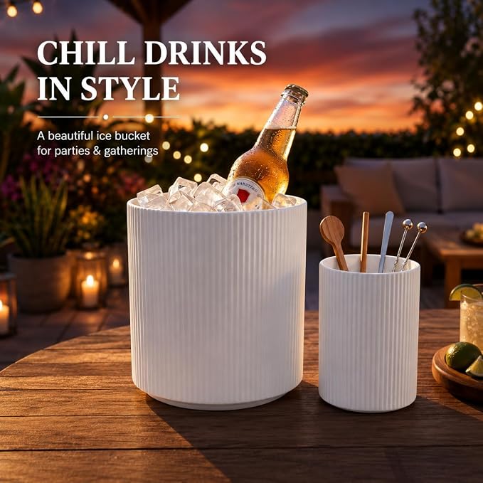 Utensil Holder,Ceramic Kitchen Utensils Holder for Countertop-Set of 2 | Utensil Crock for Kitchen Counter for Forks,Spatulas, Spoons,Ideal Housewarming Gifts & Mothers Day Gift-White
