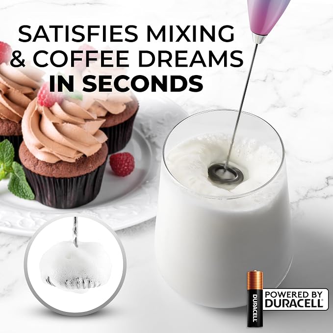 Zulay Powerful Milk Frother for Coffee with Upgraded Titanium Motor - Handheld Electric Whisk, Milk Foamer, Mini Mixer & Coffee Blender for Frappe, Latte, Matcha, No Stand - Fade Teal
