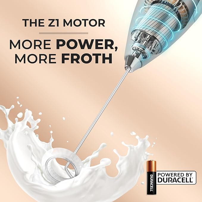 Zulay Kitchen Powerful Milk Frother Wand With Duracell Batteries - Ultra Fast Handheld Drink Mixer - Electric Whisk Foam Maker for Coffee, Lattes, Cappuccino & Matcha - Z1 Motor - Grape