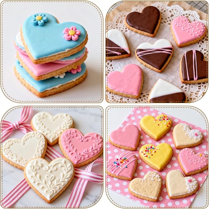 Jeffdad 5 Pcs Heart Cookie Cutters Set, Stainless Steel Love Shaped Mold Small Biscuit Cutters for Baking Heart Sandwich Cutter for Valentine's Day Fondant Pastry