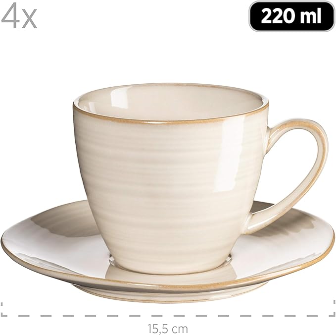 MÄSER Nottingham Ceramic Coffee Mugs Set of 4