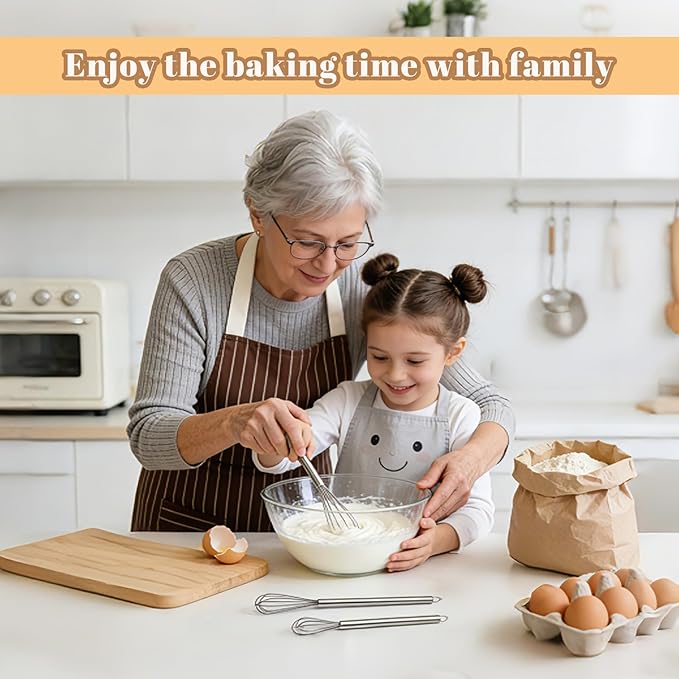 Whisks for Cooking, 3 Pack Mini Whisk for Whisking, 7"+9"+11" Tiny Stainless Steel Wire Whisk Set for Baking, Blending Eggs & Sauces, Heavy Duty Rust Proof