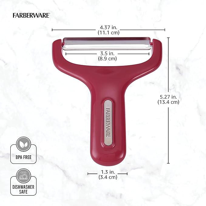 Farberware Professional Large Y Shaped Vegetable Peeler with Stainless Steel Premium Ultra Sharp Blade, 4.53x0.79x5.31 Inch, Berry