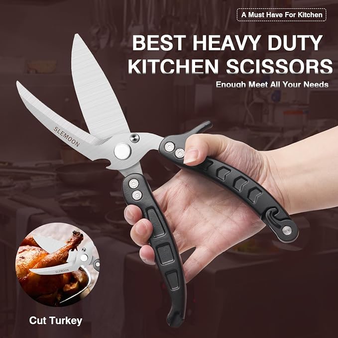 Heavy Duty Poultry Shears Kitchen for Chicken Meat Black,2pcs set