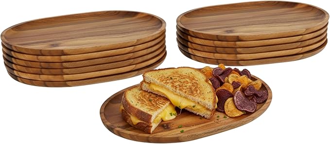 Woodard & Charles Medium Acacia Oval Tray, 8" W x 12L, ★★Pack of 12★★