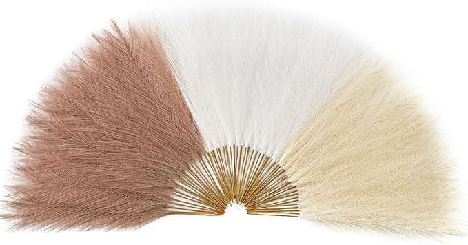 Serwalin 𝟲𝟬pcs Pampas Grass Decor, 𝟭𝟳.𝟳Inch Pampas Grass Home Decor, Faux Pampas Grass Bulk Boho Decor, Artificial Fake Flowers Fluffy, Vase Filler Faux Pampas Decoration Ivory Beige Sand