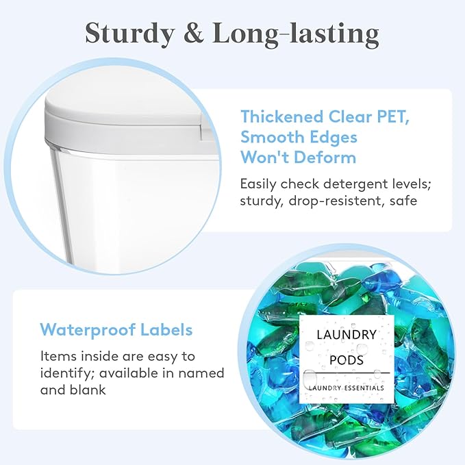 Lifewit Laundry Pods Container with Pop-up Lid, Laundry Room Organization, Dryer Sheet Holder for Washing Powder Scent Booster Beads, 2700 +4500+1800ml/0.5+0.72+1.2gal,3 Pcs
