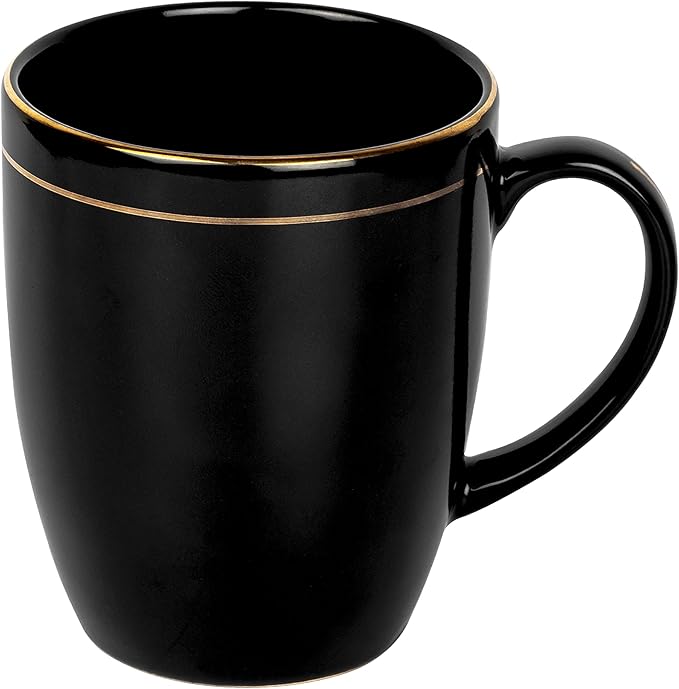 Femora Handcrafted Ceramic Coffee Mugs Indian Golden Line Set of 2 (11 oz), Cappuccino Cups, Coffee Cups, British Coffee Cups, Porcelain Tea Set, Latte Cups, Espresso Mug.