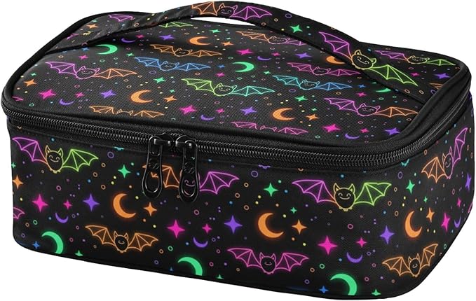 MNSRUU Insulated Reusable Lunch Box Halloween Luminous Bats Lunch Bag Leakproof Lunch Tote Bags for Women/Men, Lunch Containers Cooler Lunch Bags for Adults Work Office Picnic