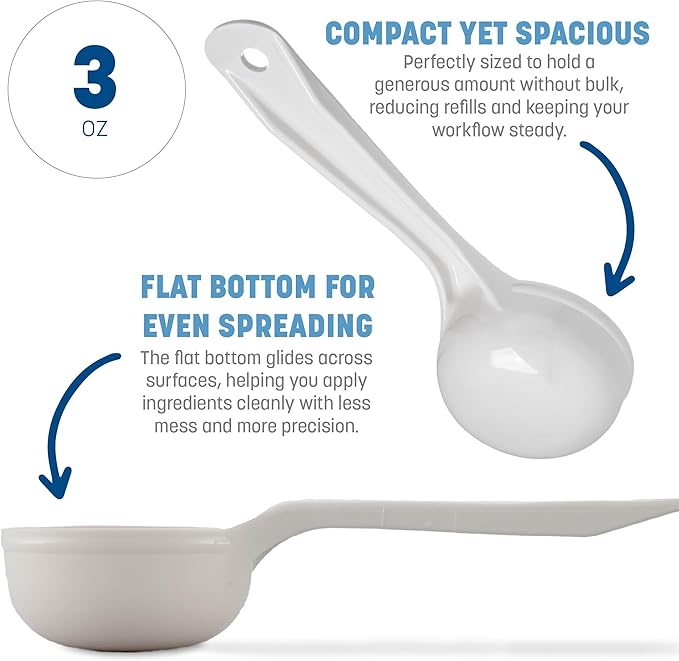 Carlisle FoodService Products Measure Miser Solid Measuring Spoon with Short Handle, 3 Ounces, White, 1 Count (Pack of 1)