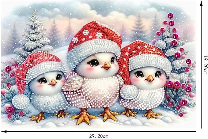 DIY Diamond Serving Tray Diamond Art Painting Creative Design Handmade Wooden Tray Dinner Plate for Coffee Breakfast Home Organizer-Christmas Bird