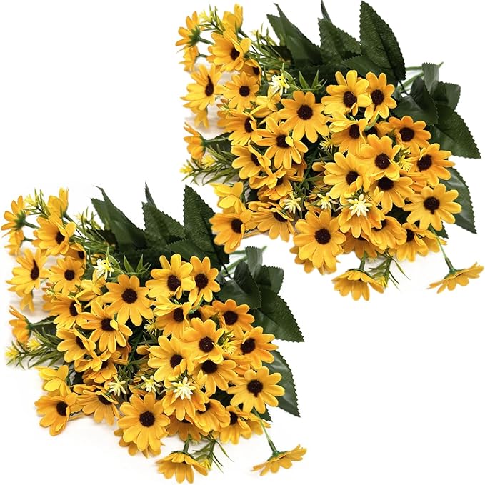 CATTREE Artificial Flowers, Sunflowers Fake Flower Silk Helianthus Plastic Plants Wedding Bridal Bouquet Party Indoor Outdoor DIY Home Garden Kitchen Table Centerpieces Arrangements Decoration 8 Pcs