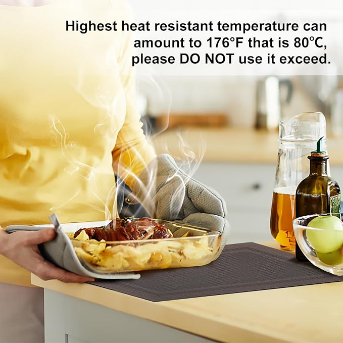 Aofmee Placemats Set of 6, Washable PVC Place Mats, Heat Resistant Non-Slip Table Mats, Woven Vinyl Plastic Placemats for Dining Table Decor, Stain Resistant Kitchen Table Placemats, Easy to Clean