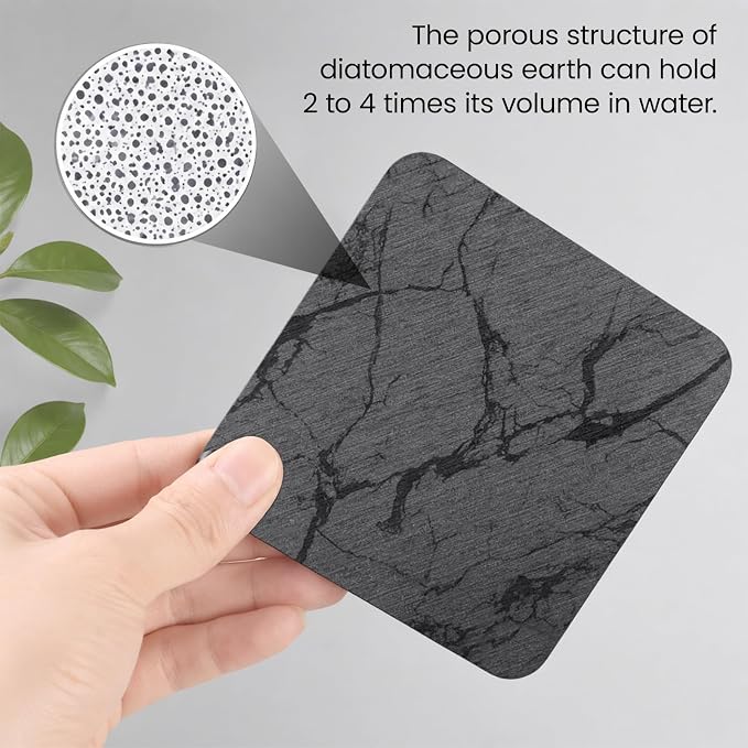 Diatomaceous Earth Coasters Set of 4，Cool Absorbent Quick-Dry Drink Coasters for Desks, Cute Modern Stone Design with Stylish Aesthetic