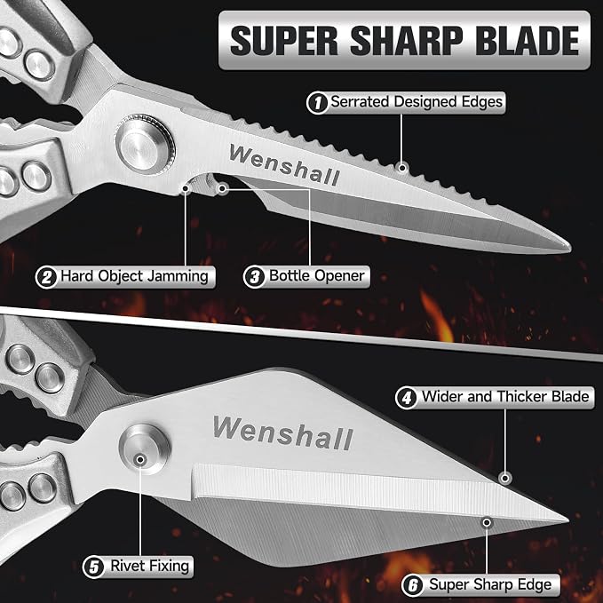Wenshall Kitchen Shears Set Heavy Duty Poultry Shears（Silver）