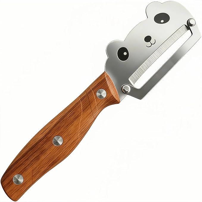 Panda Vegetable Peeler, Stainless Steel Blade Ergonomic PP Handle | Stainless steel blade peels potatoes, apples, carrots & cucumbers; ergonomic PP grip, panda design for home kitchen cooking