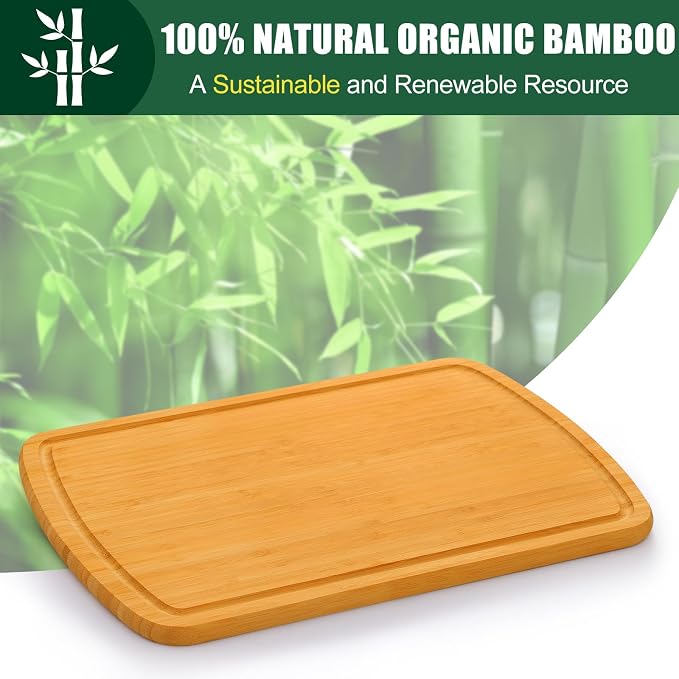 Homaxy Extra Large Bamboo Cutting Boards for Kitchen, 18x12.5" Wood XL Cutting Board with Juice Groove, Butcher Block Wooden Chopping Board for Kitchen, Meat, Cheese, Fruit & Vegetables - Pre Oiled