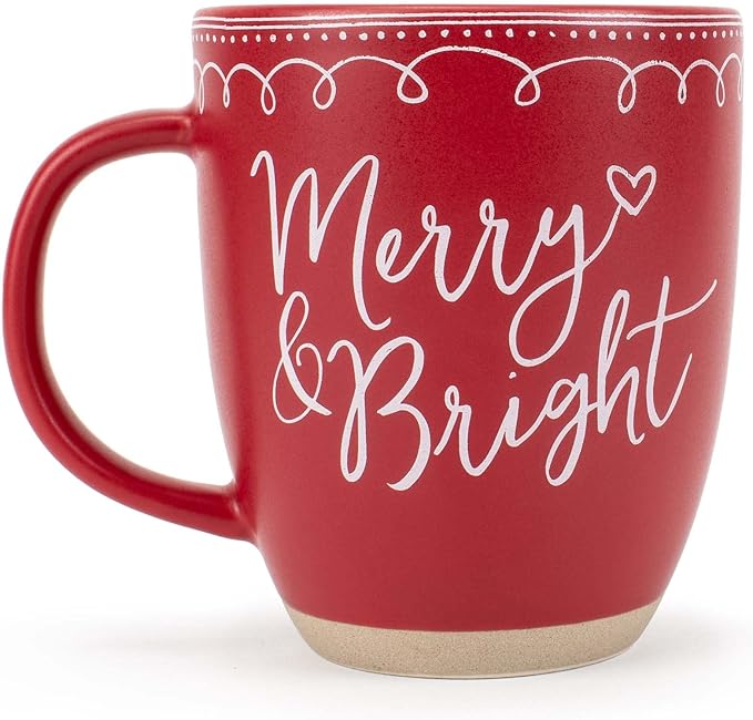 Elanze Designs Merry Raw Clay Bottom Red 16 ounce Ceramic Christmas Coffee Mug